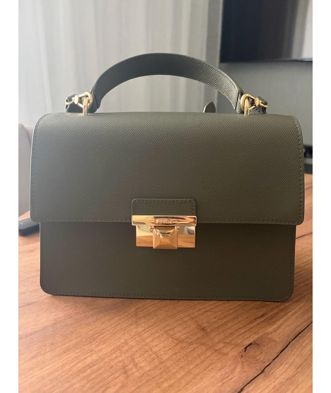 FURLA Зеленая сумка через плечо из экзотической кожи, фото 6