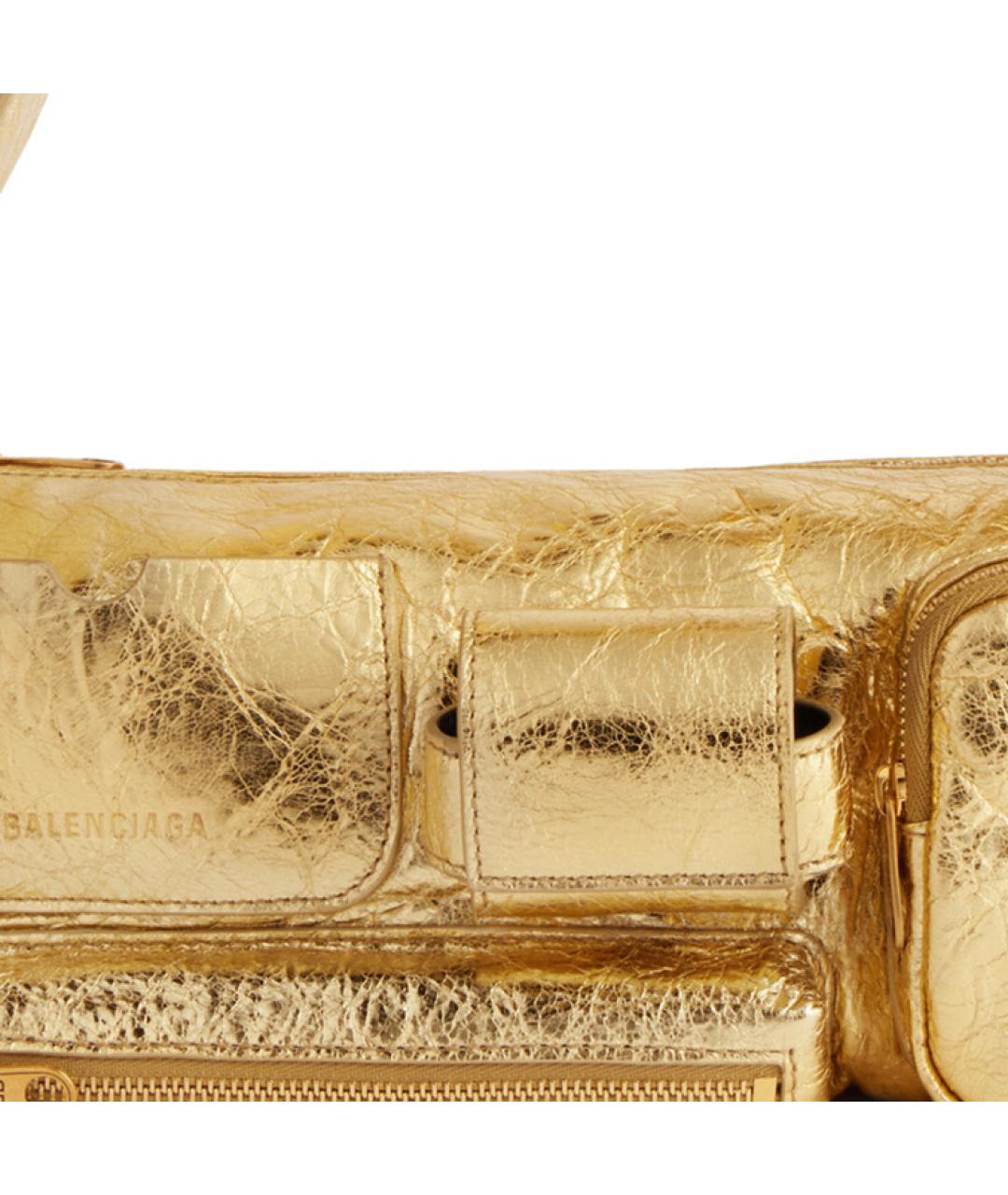 BALENCIAGA Золотая кожаная сумка через плечо, фото 5