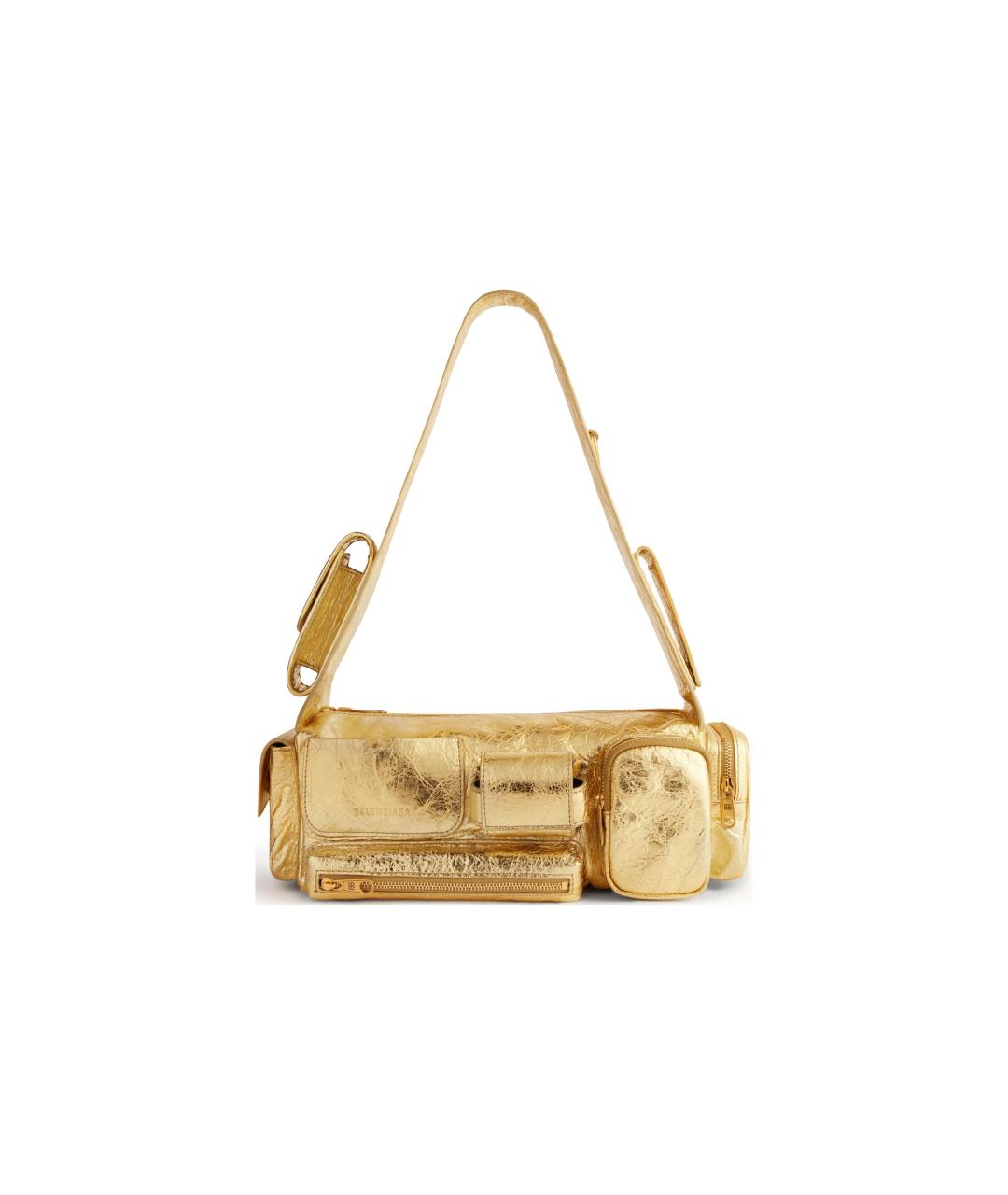 BALENCIAGA Золотая кожаная сумка через плечо, фото 6