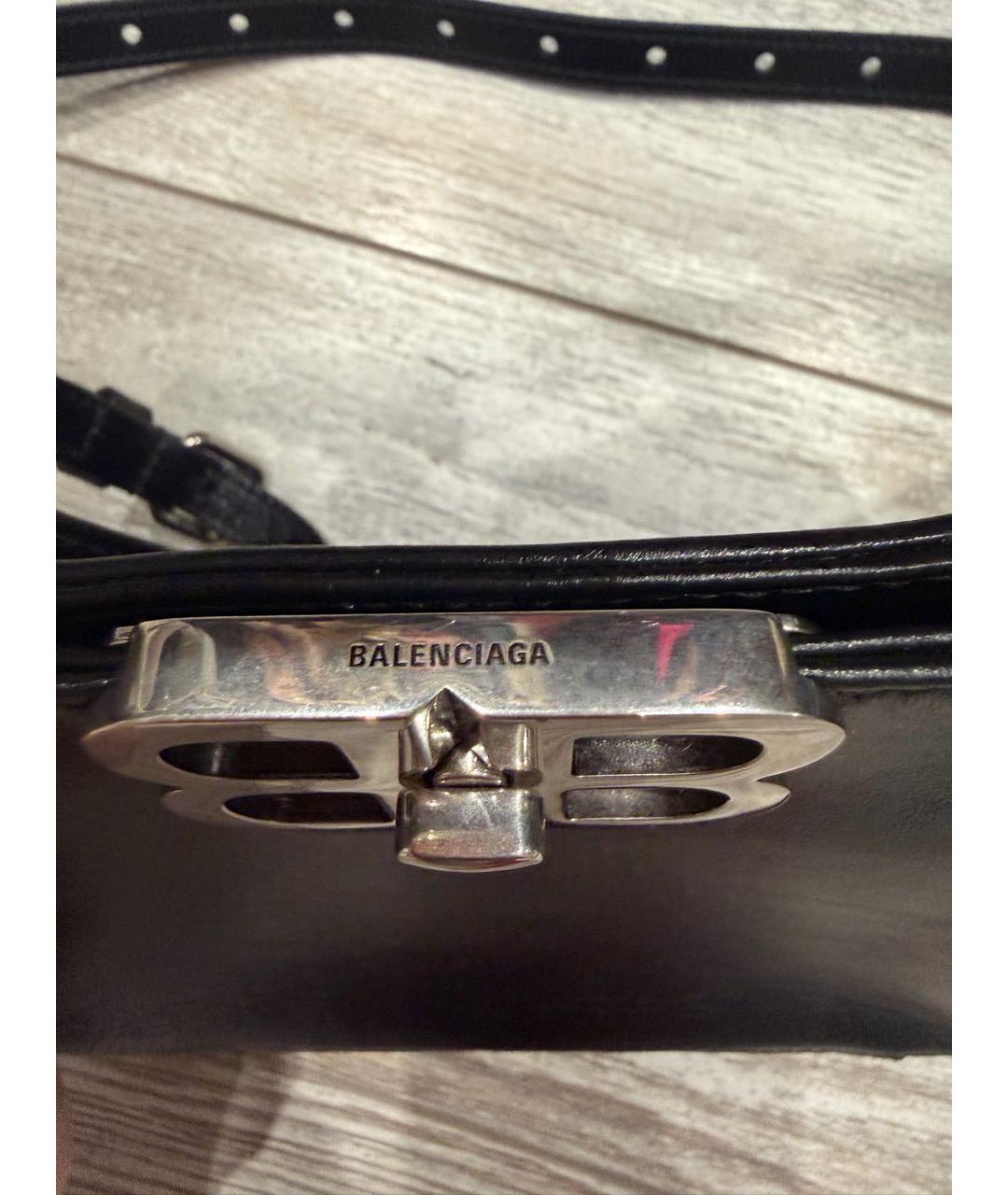 BALENCIAGA Черная кожаная сумка через плечо, фото 5