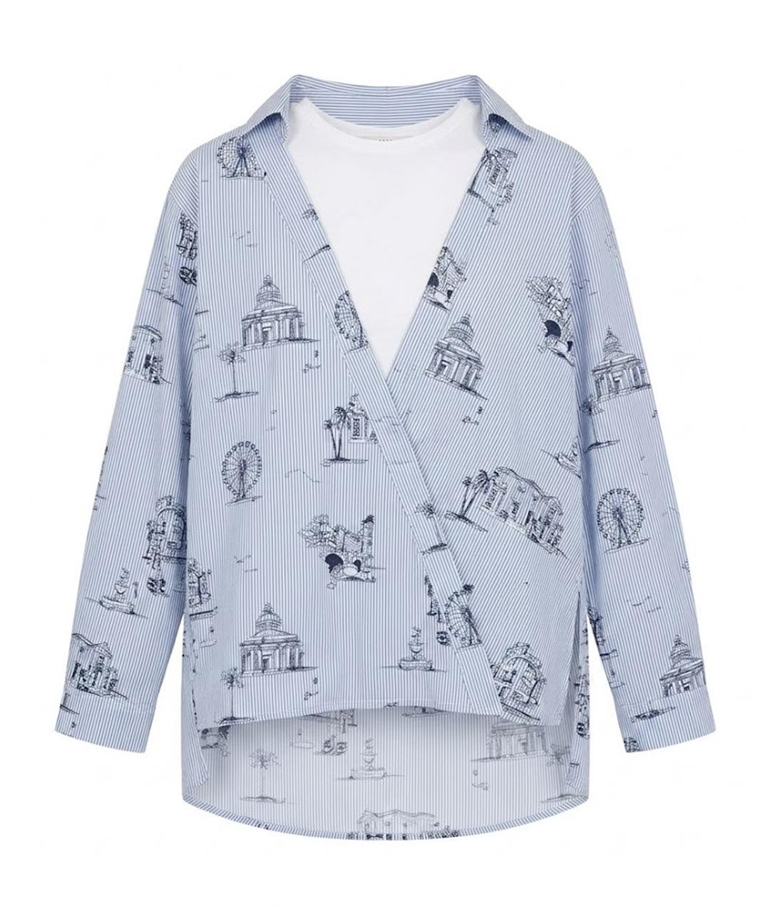 MAJE Голубая хлопковая рубашка, фото 1