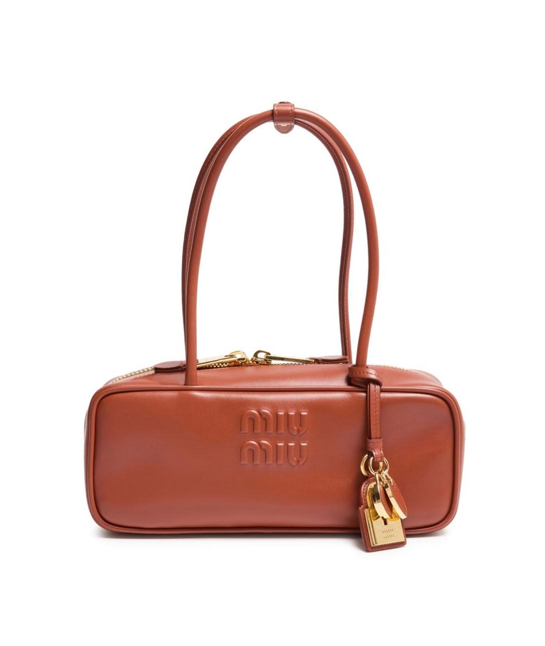 MIU MIU Коричневая кожаная сумка через плечо, фото 9