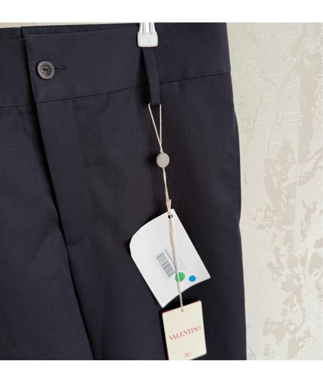 VALENTINO Темно-синие шерстяные повседневные брюки, фото 4