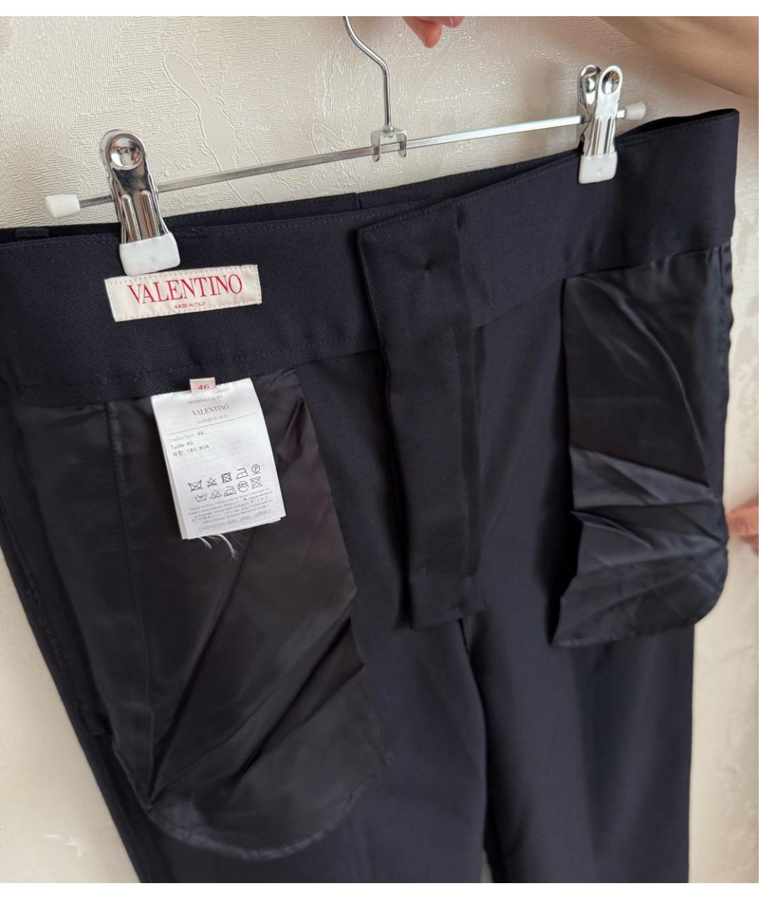 VALENTINO Темно-синие шерстяные повседневные брюки, фото 3