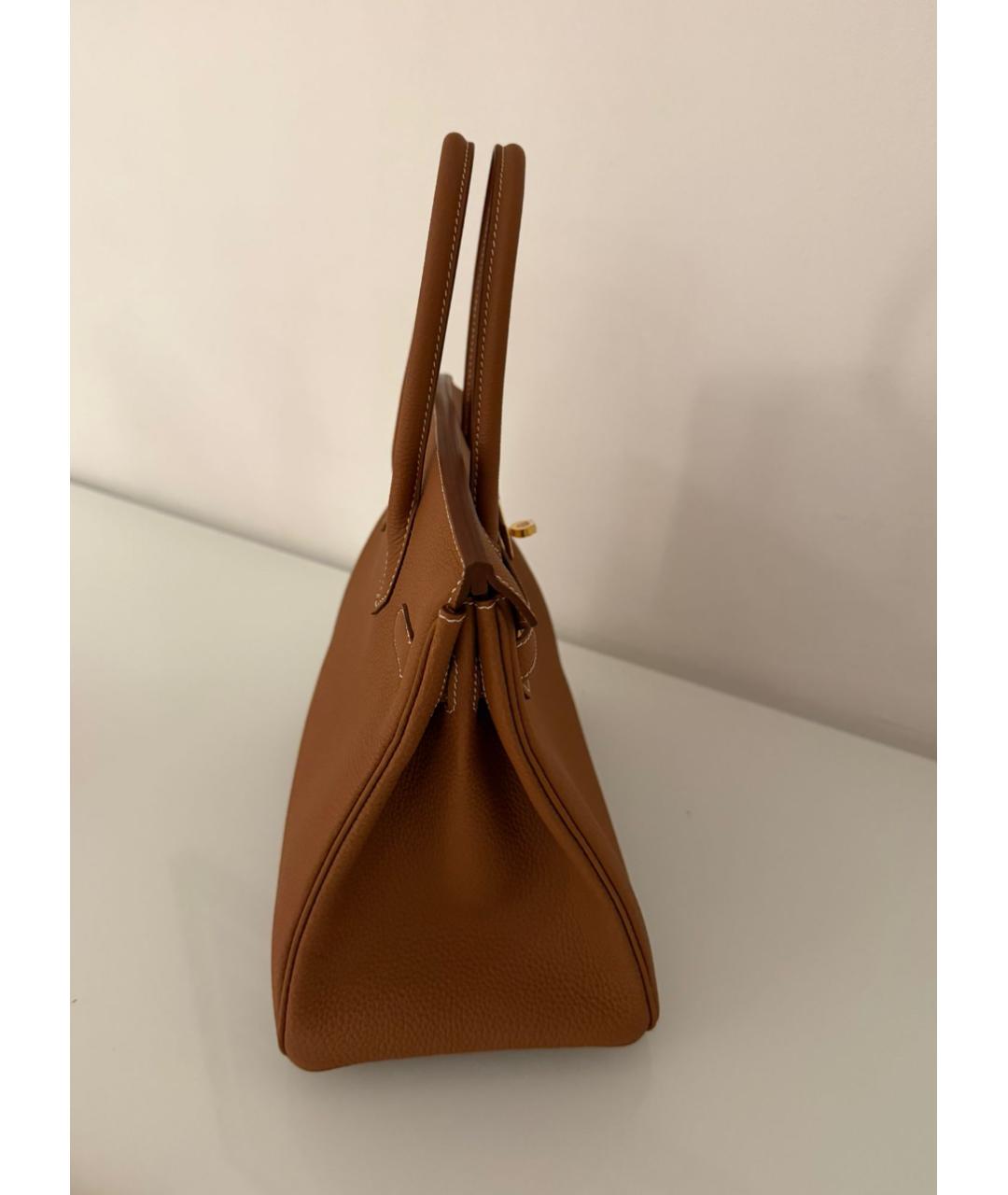 HERMES Коричневая кожаная сумка с короткими ручками, фото 2
