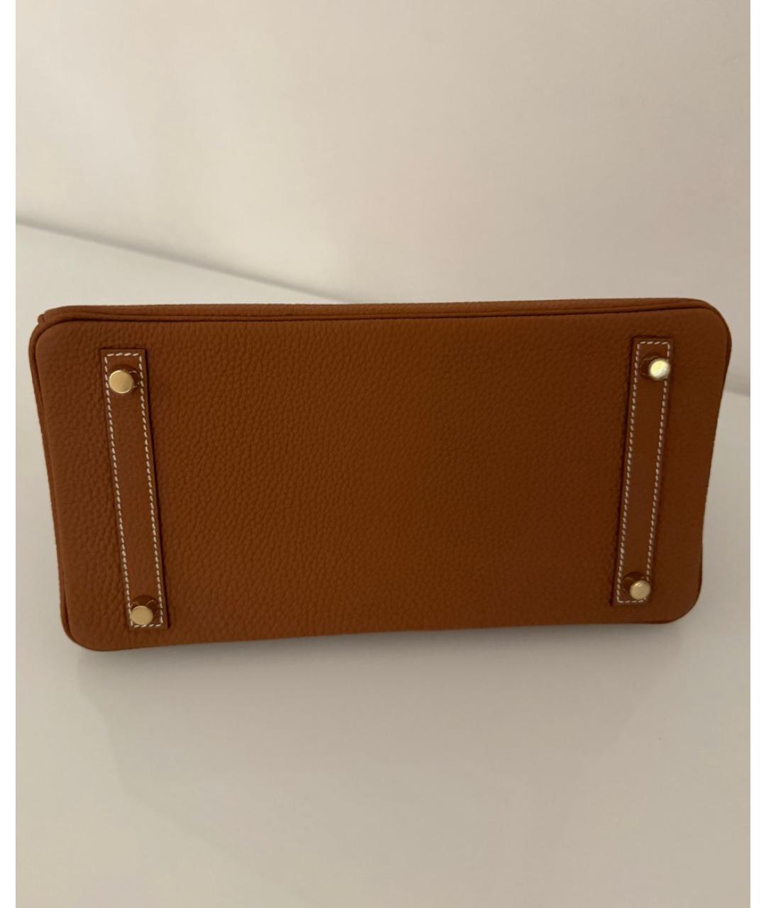 HERMES Коричневая кожаная сумка с короткими ручками, фото 4