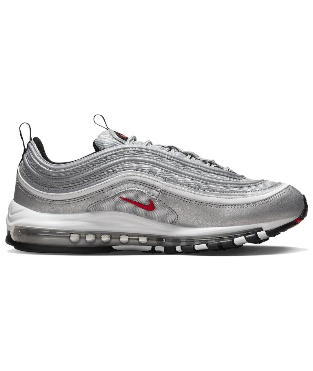 NIKE Серебряные кожаные низкие кроссовки / кеды, фото 1