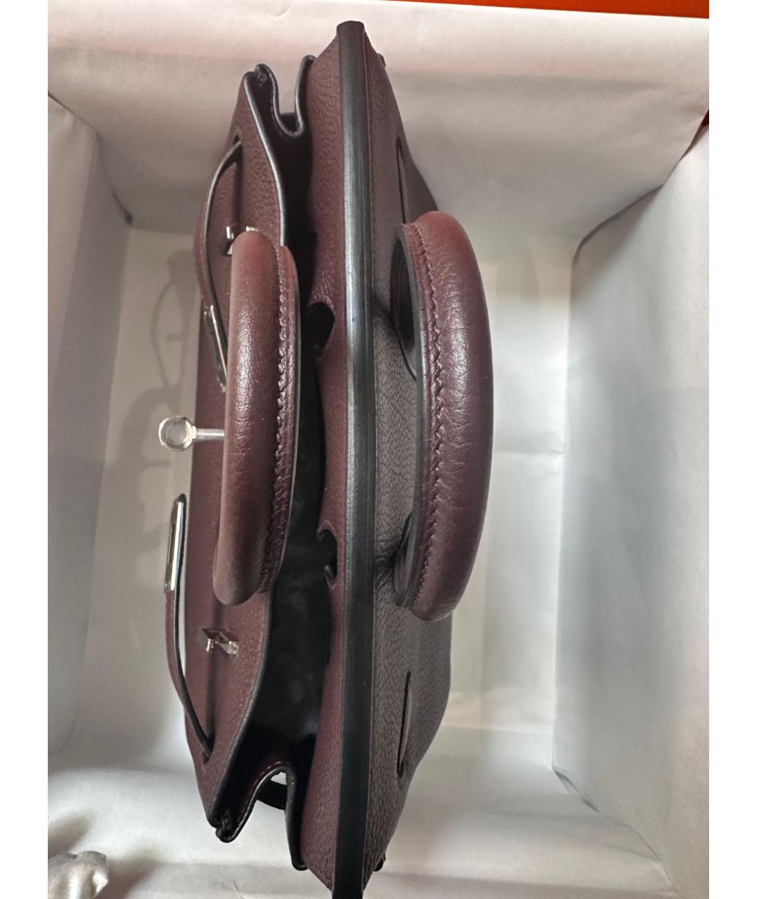 HERMES Бордовая кожаная сумка с короткими ручками, фото 2