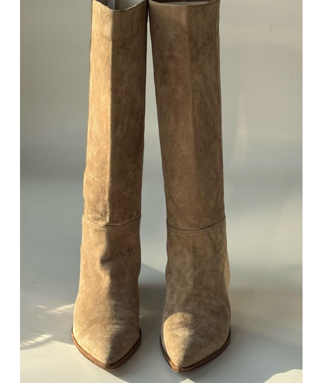 GIANVITO ROSSI Бежевые замшевые сапоги, фото 3