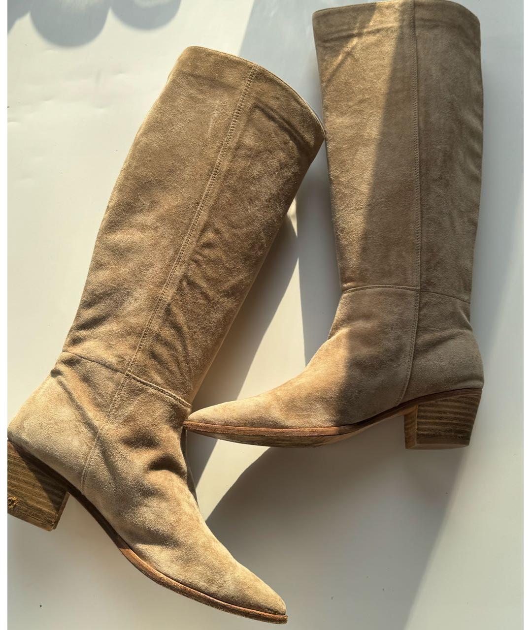 GIANVITO ROSSI Бежевые замшевые сапоги, фото 8