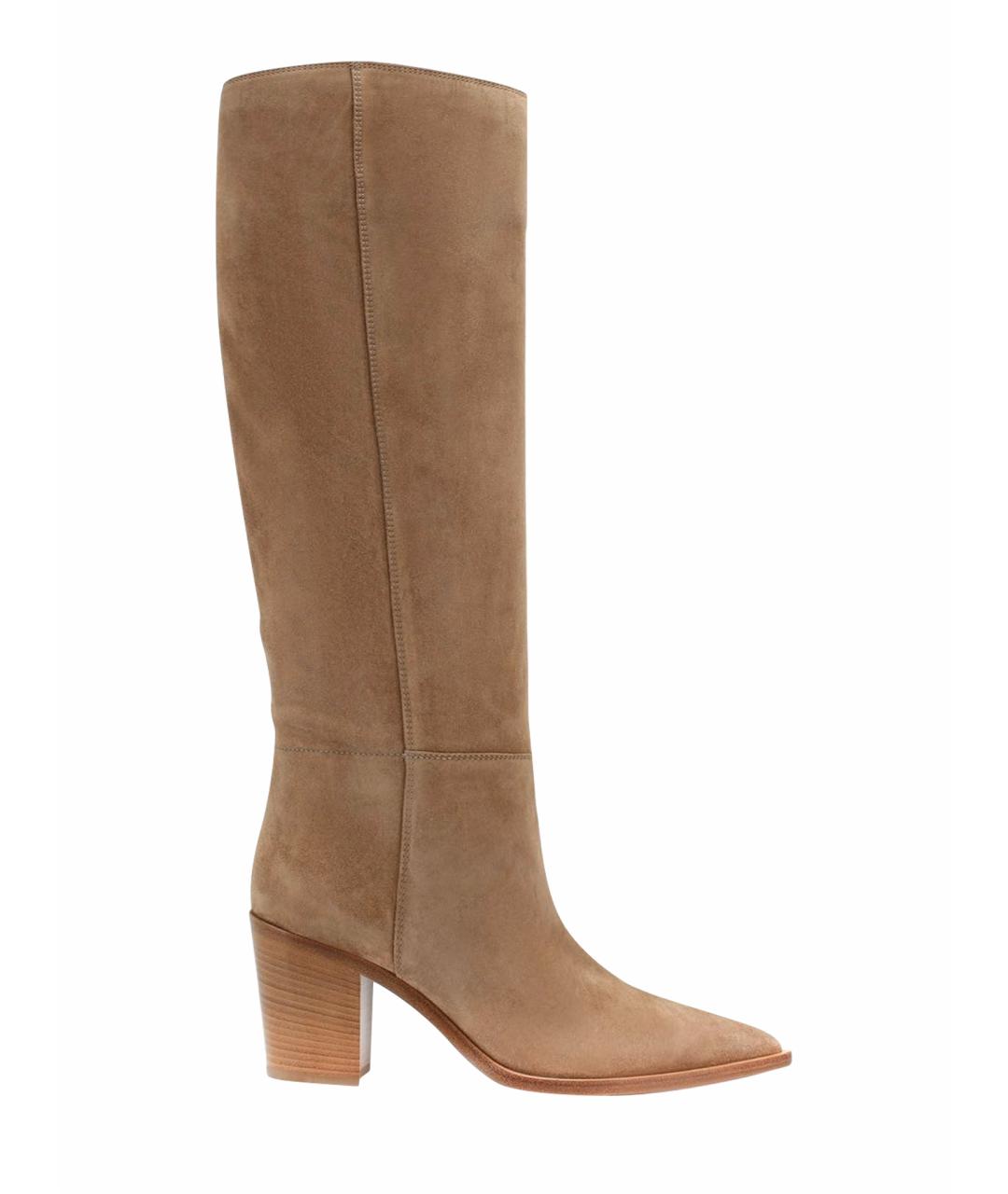 GIANVITO ROSSI Бежевые замшевые сапоги, фото 9