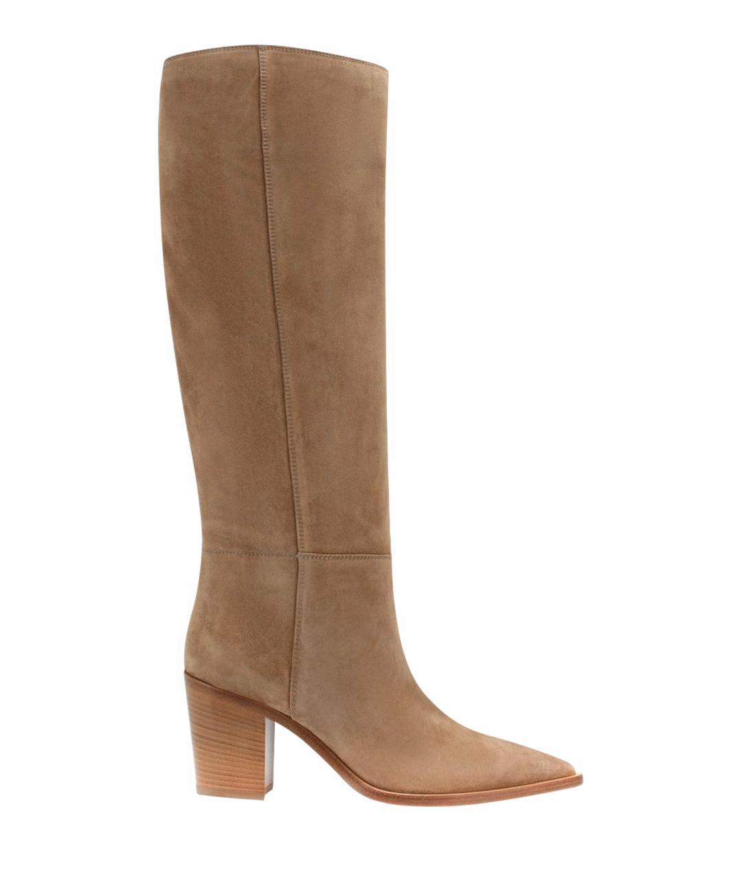 GIANVITO ROSSI Бежевые замшевые сапоги, фото 1