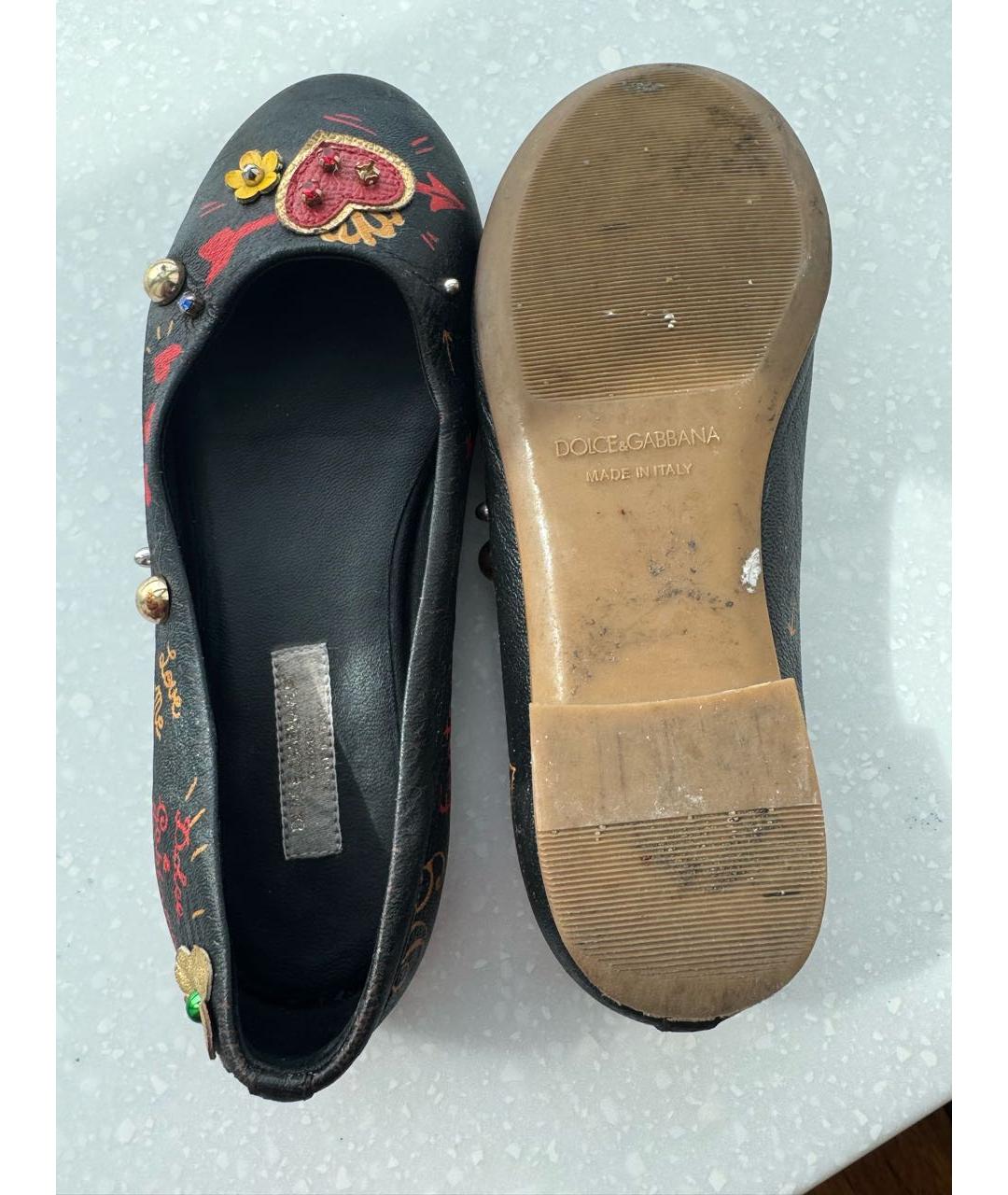 DOLCE&GABBANA Коричневые кожаные балетки, фото 6