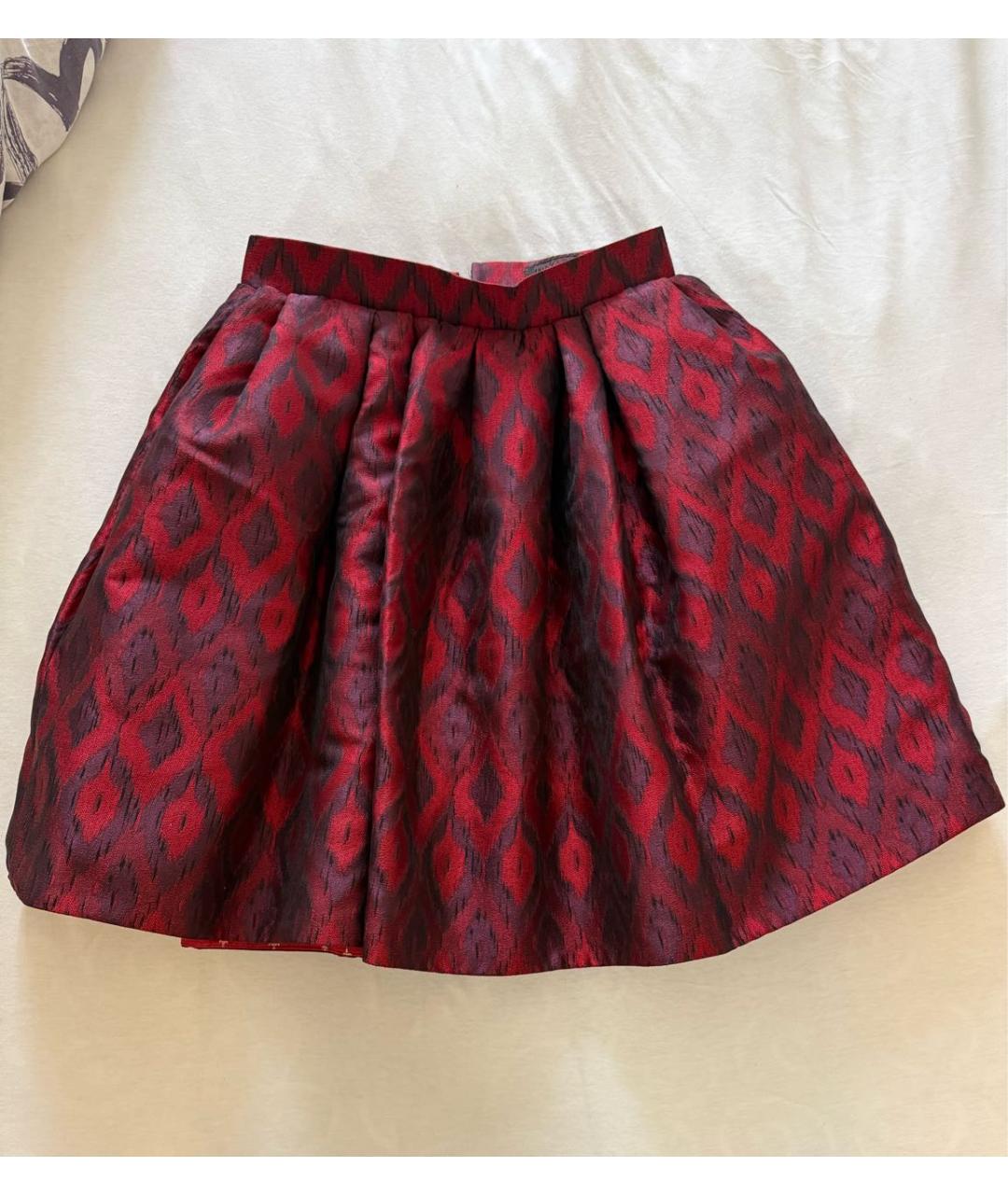 ULYANA SERGEENKO Бордовая полиэстеровая юбка мини, фото 9