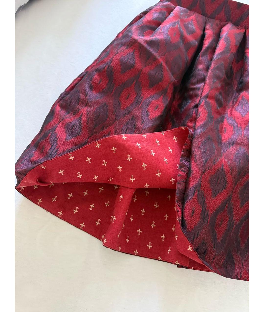 ULYANA SERGEENKO Бордовая полиэстеровая юбка мини, фото 3