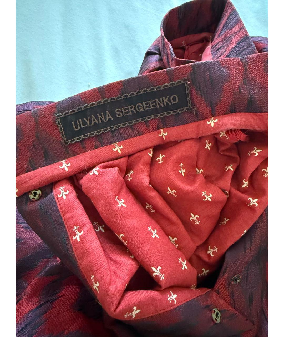 ULYANA SERGEENKO Бордовая полиэстеровая юбка мини, фото 5