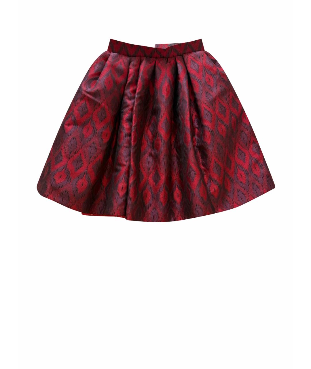 ULYANA SERGEENKO Бордовая полиэстеровая юбка мини, фото 1