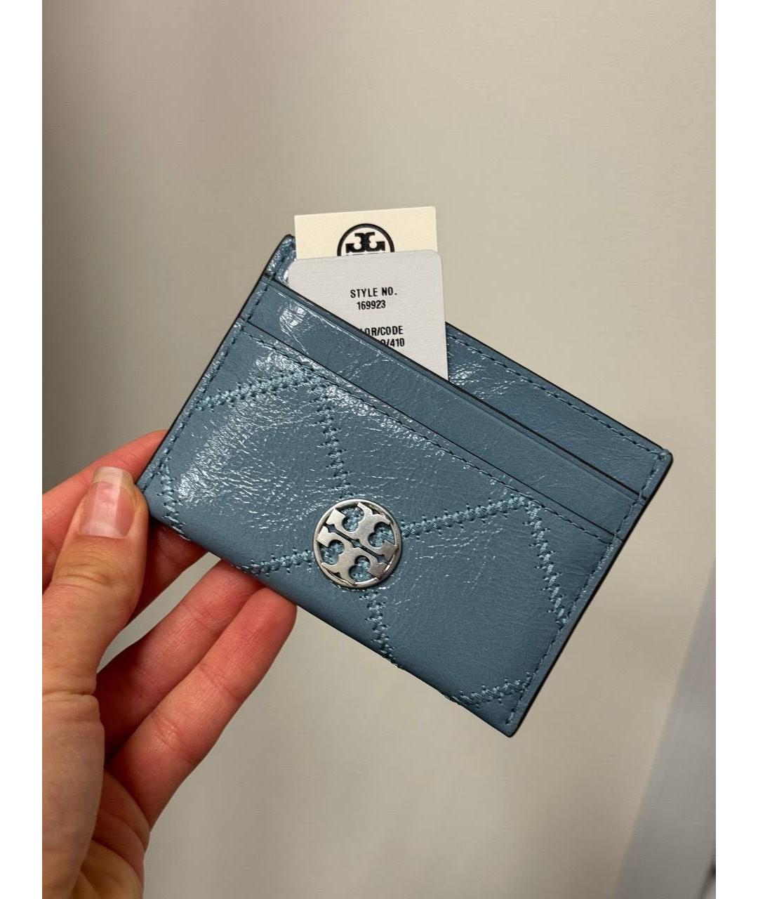 TORY BURCH Голубой кожаный кардхолдер, фото 2