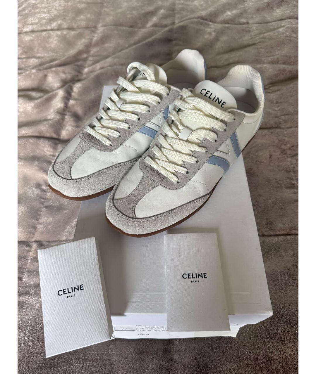 CELINE Белые кожаные кроссовки, фото 8