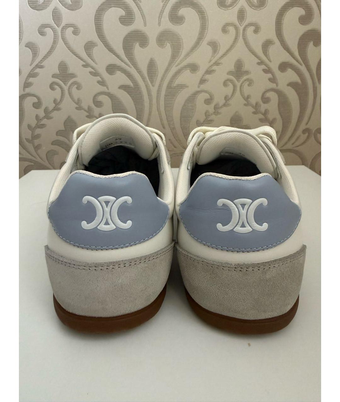 CELINE Белые кожаные кроссовки, фото 4