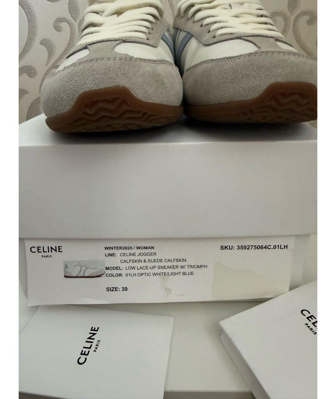 CELINE Белые кожаные кроссовки, фото 6