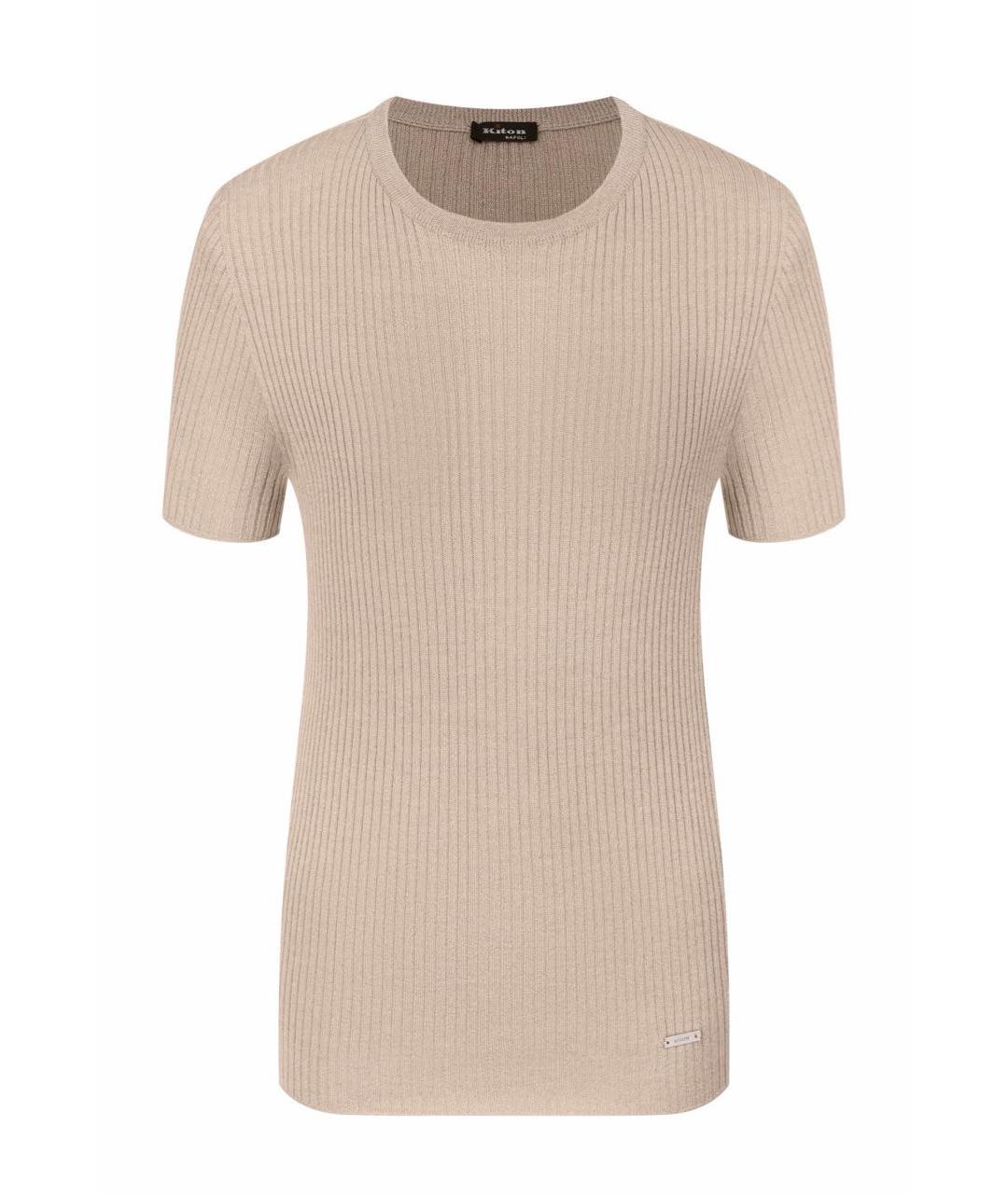 KITON Бежевая шерстяная футболка, фото 6