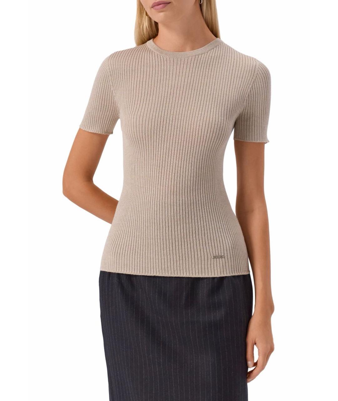 KITON Бежевая шерстяная футболка, фото 4