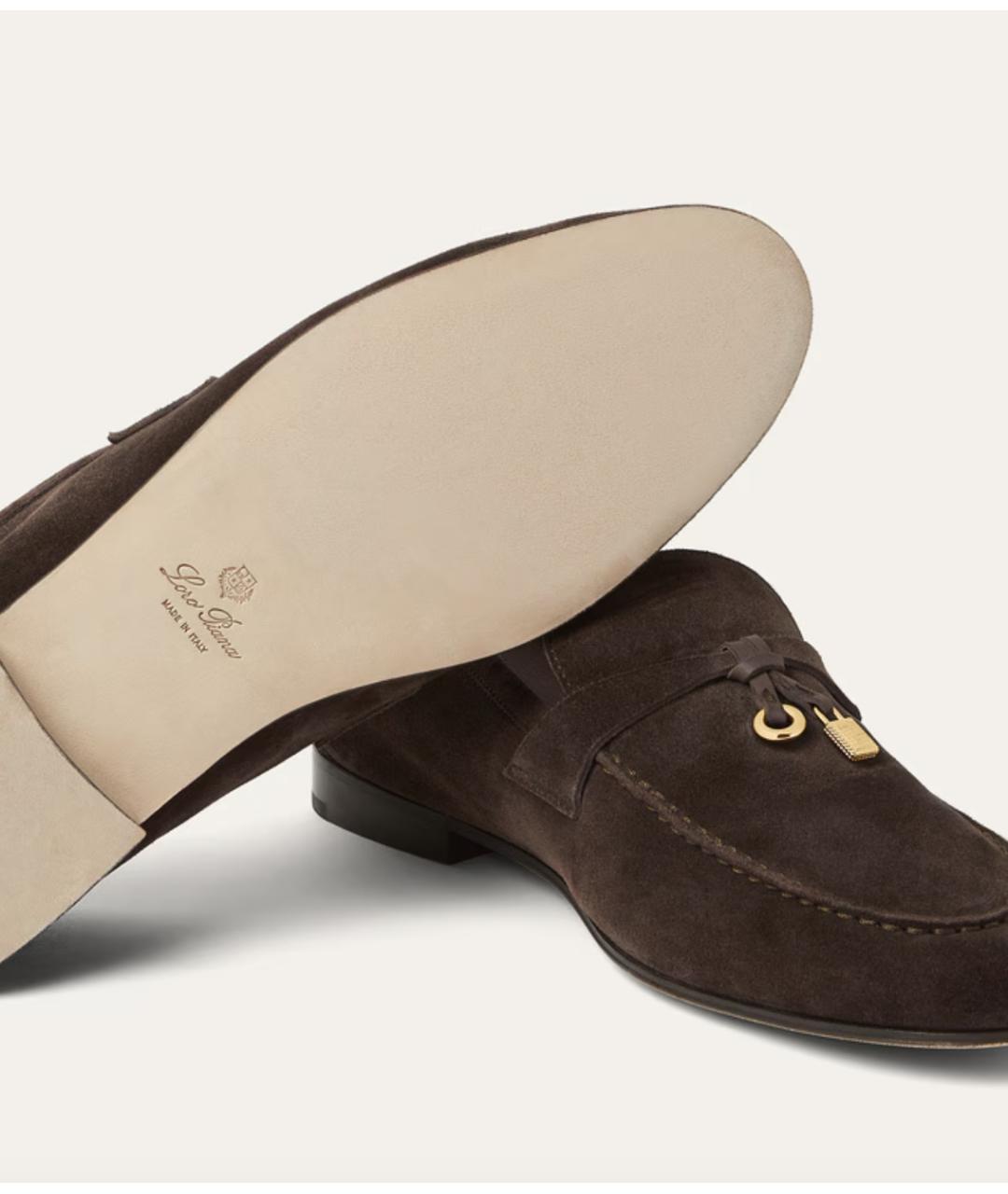 LORO PIANA Коричневые замшевые лоферы, фото 3