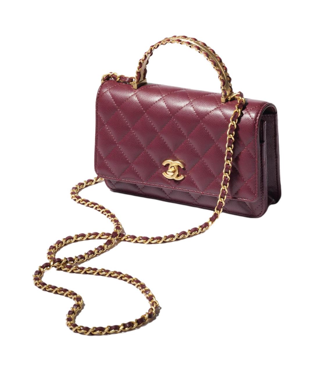 CHANEL Бордовая кожаная сумка через плечо, фото 2