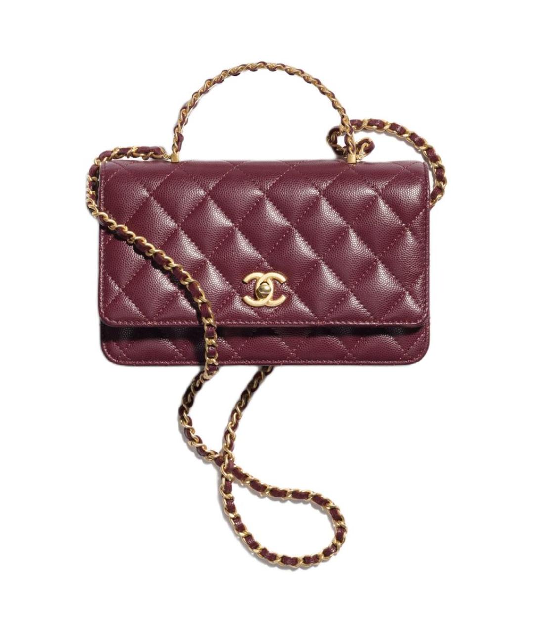 CHANEL Бордовая кожаная сумка через плечо, фото 1
