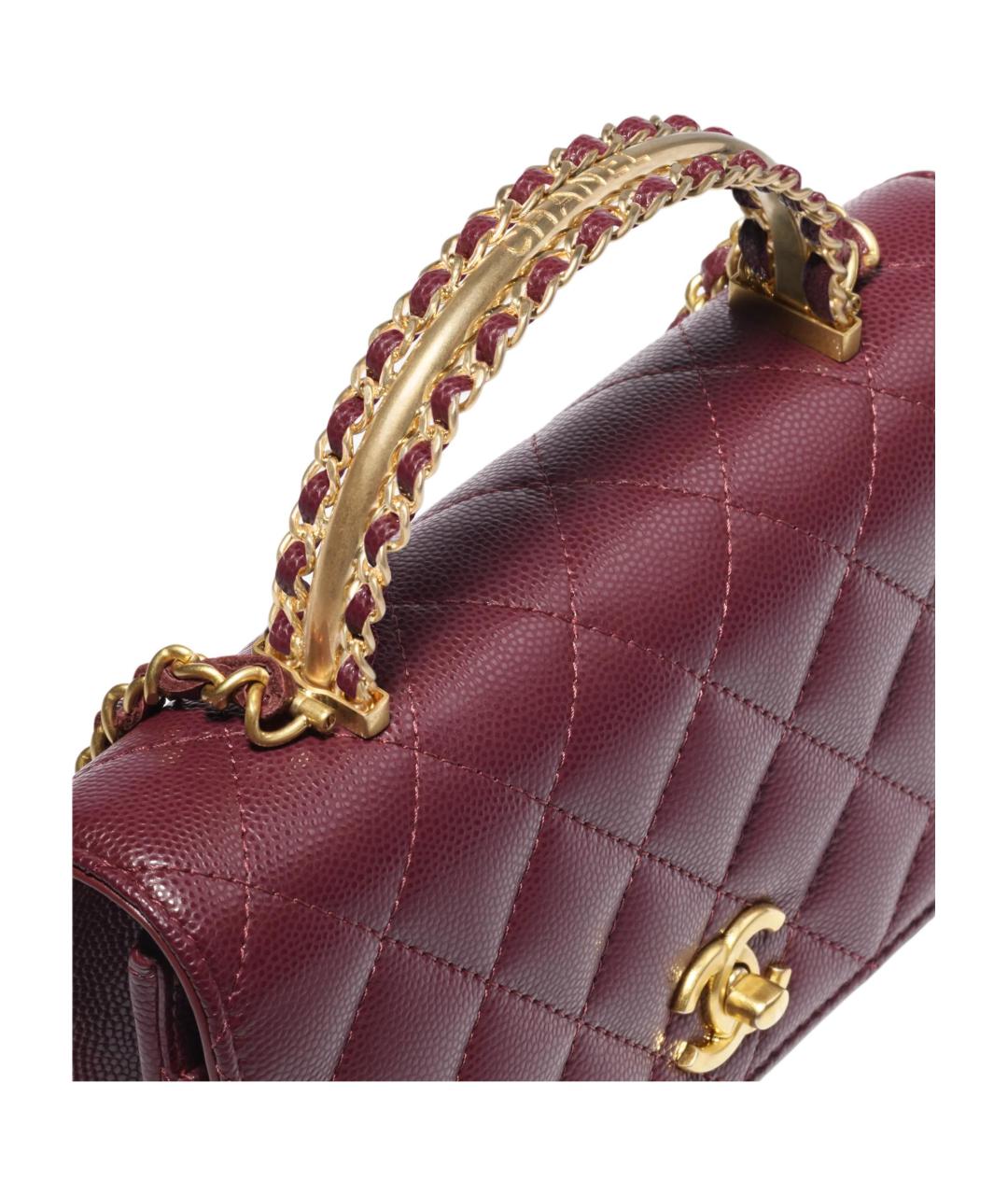CHANEL Бордовая кожаная сумка через плечо, фото 4