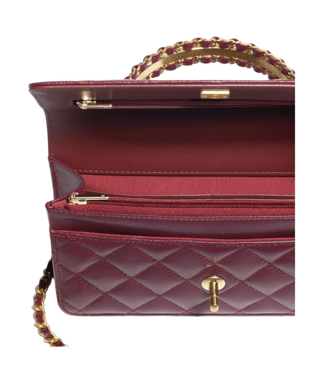 CHANEL Бордовая кожаная сумка через плечо, фото 3