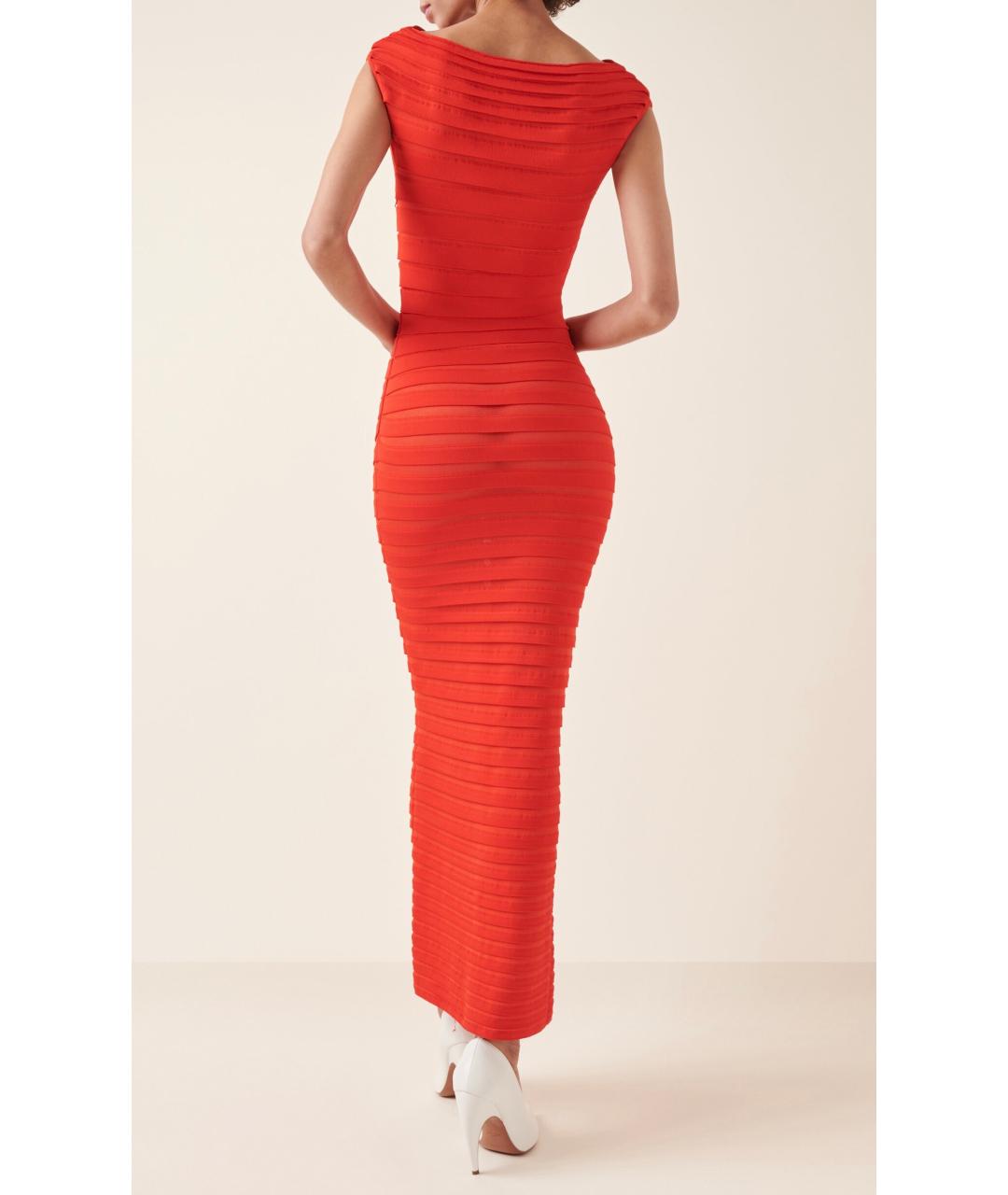 ALAIA Красное вискозное коктейльное платье, фото 7