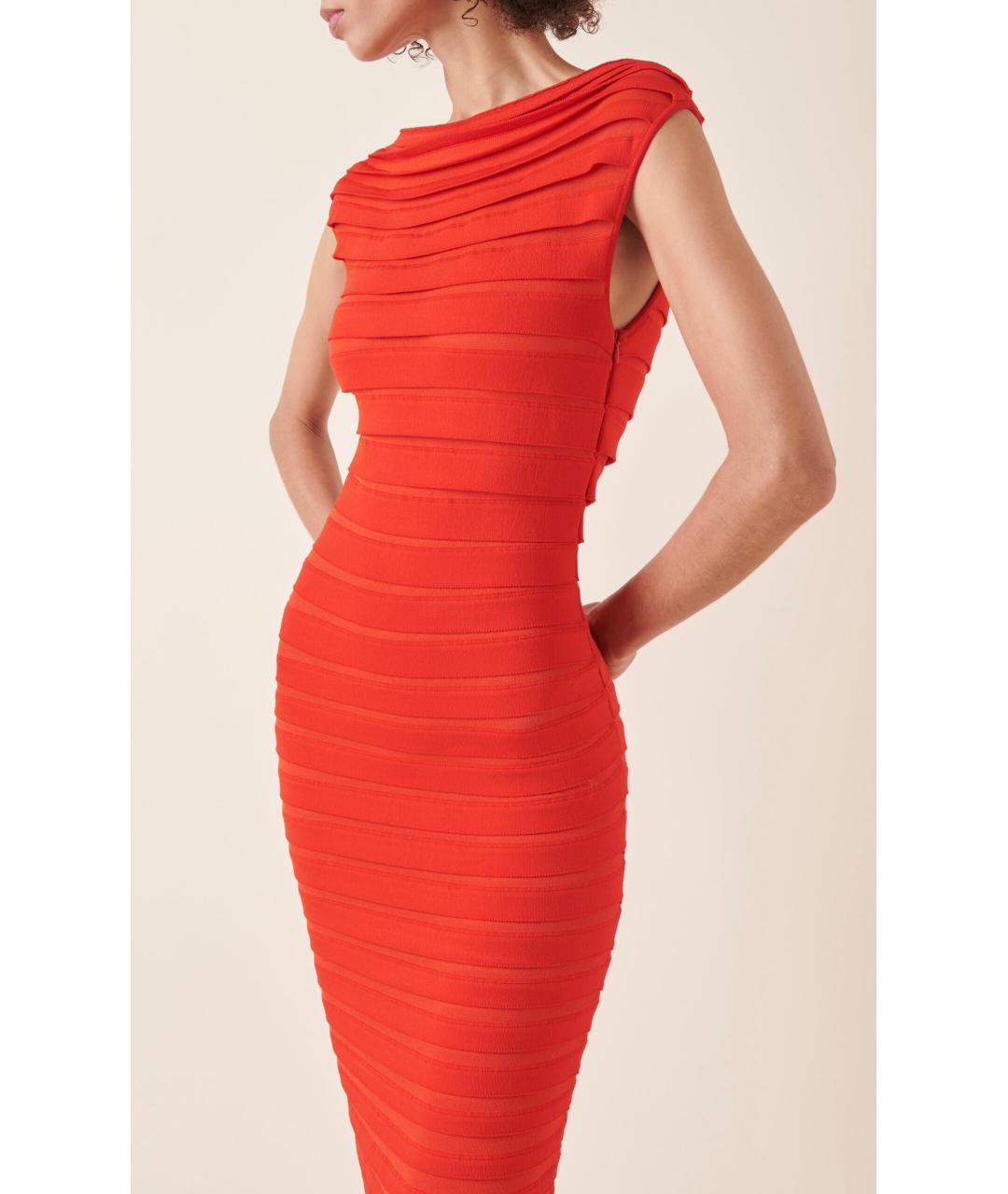 ALAIA Красное вискозное коктейльное платье, фото 5