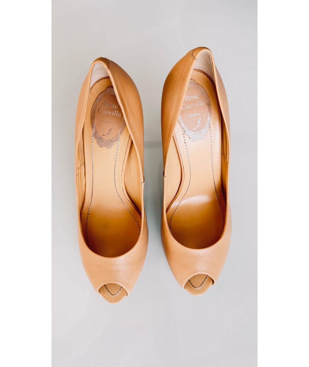 RENE CAOVILLA Бежевые кожаные туфли, фото 2