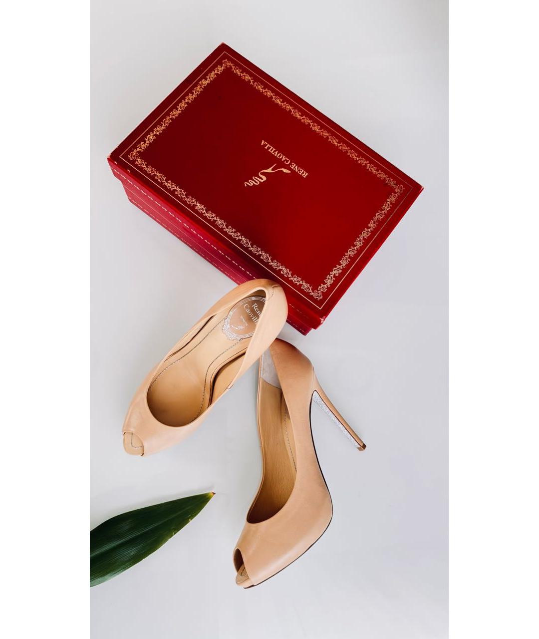 RENE CAOVILLA Бежевые кожаные туфли, фото 5