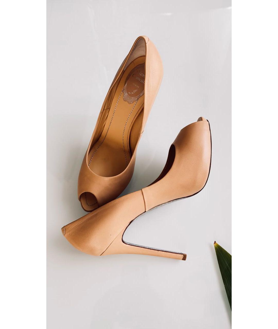 RENE CAOVILLA Бежевые кожаные туфли, фото 6