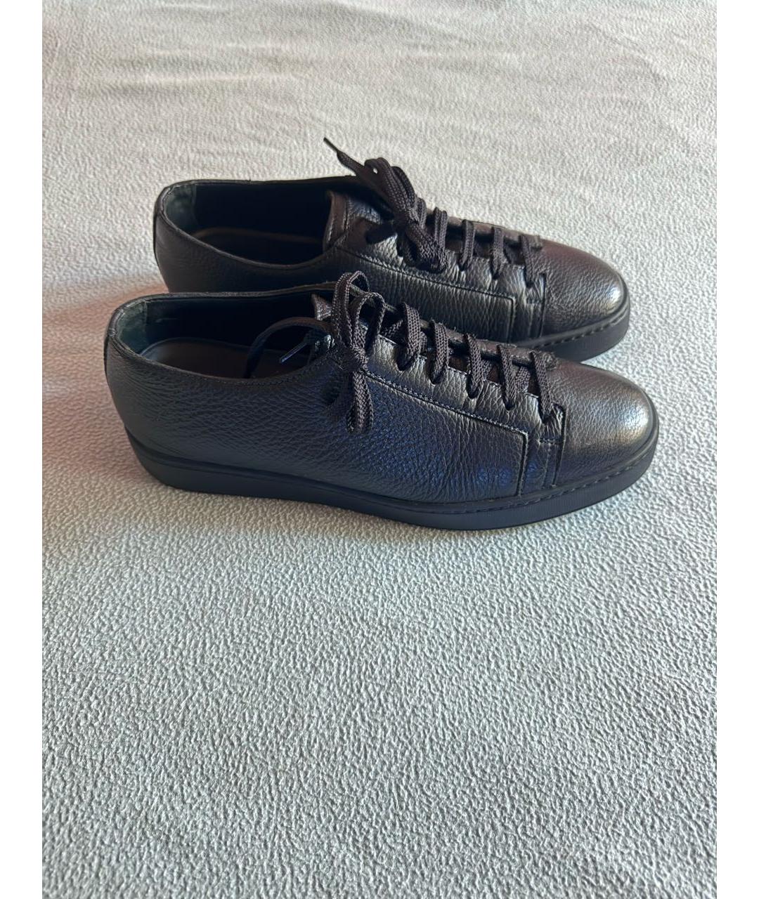 SANTONI Темно-синие кожаные низкие кроссовки / кеды, фото 2