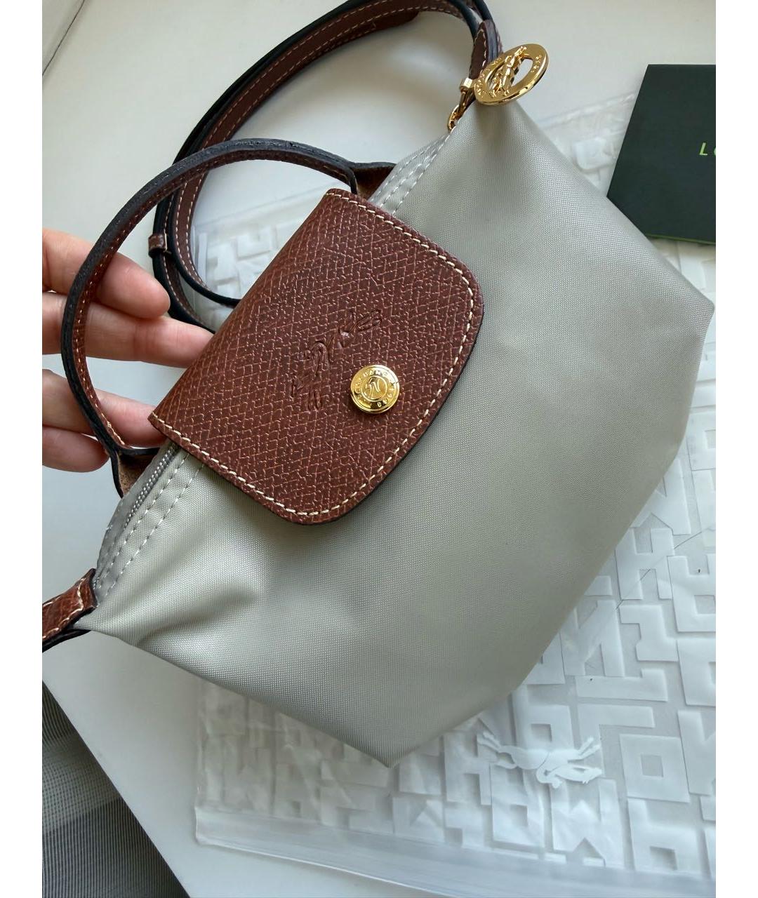 LONGCHAMP Серая сумка с короткими ручками, фото 3