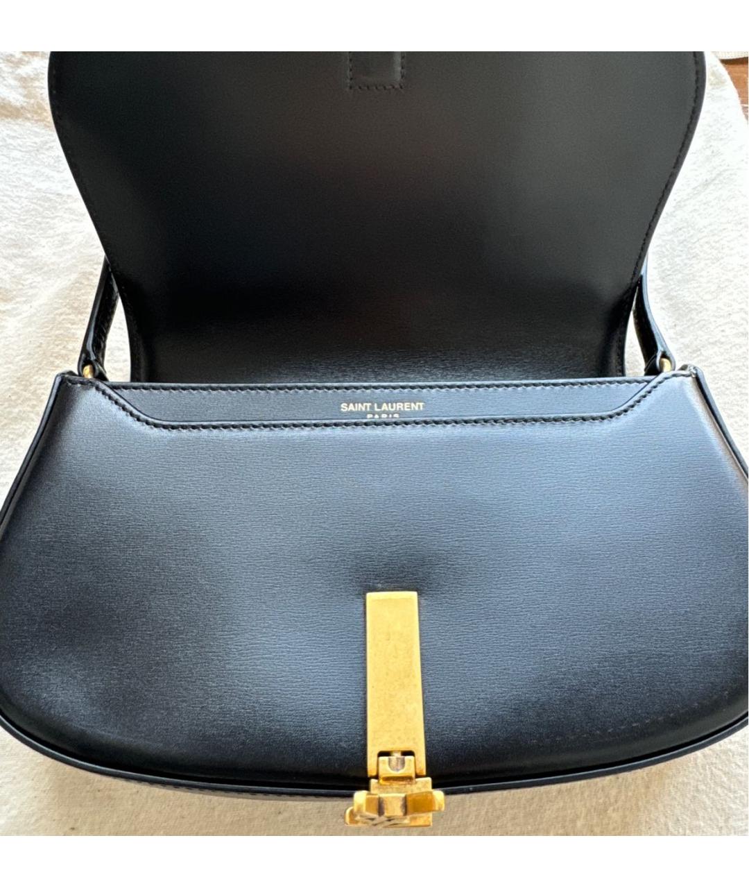 SAINT LAURENT Черная кожаная сумка с короткими ручками, фото 5