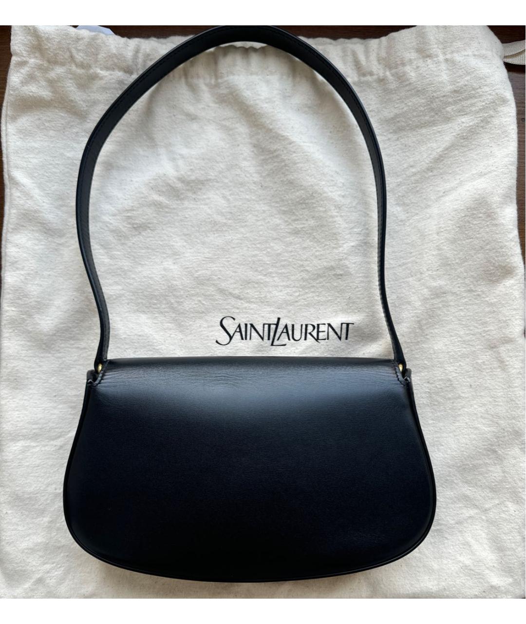 SAINT LAURENT Черная кожаная сумка с короткими ручками, фото 3