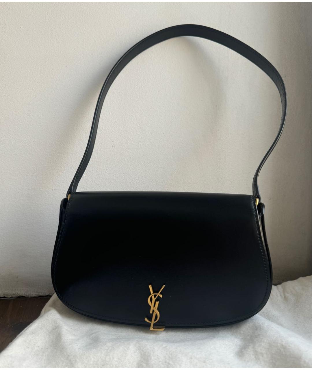 SAINT LAURENT Черная кожаная сумка с короткими ручками, фото 2