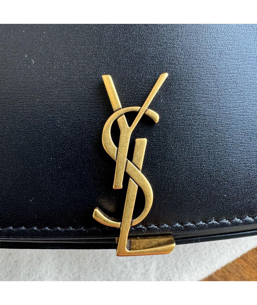 SAINT LAURENT Черная кожаная сумка с короткими ручками, фото 4