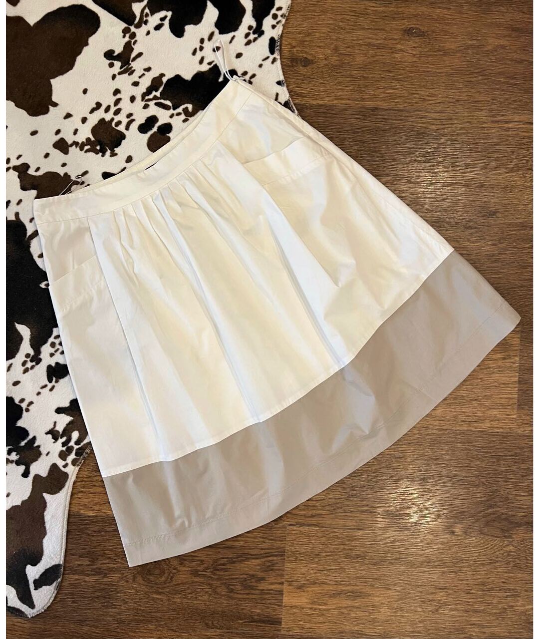 PESERICO Белая хлопко-эластановая юбка миди, фото 8
