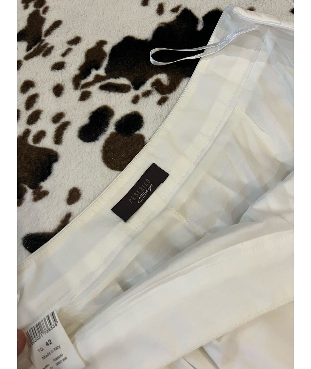 PESERICO Белая хлопко-эластановая юбка миди, фото 5