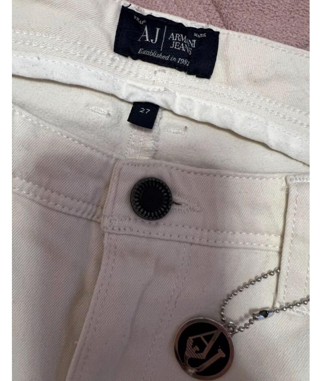 ARMANI JEANS Бежевые хлопковые прямые джинсы, фото 3