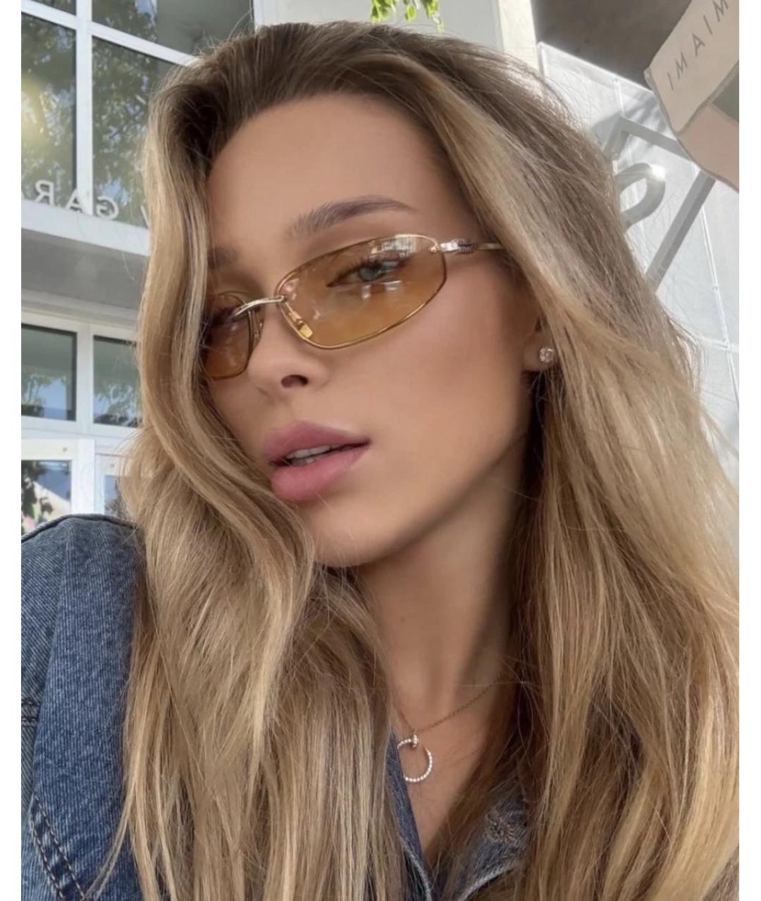 MIU MIU Золотые металлические солнцезащитные очки, фото 6