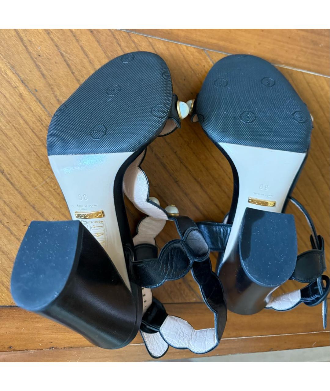 GUCCI Черные кожаные босоножки, фото 3