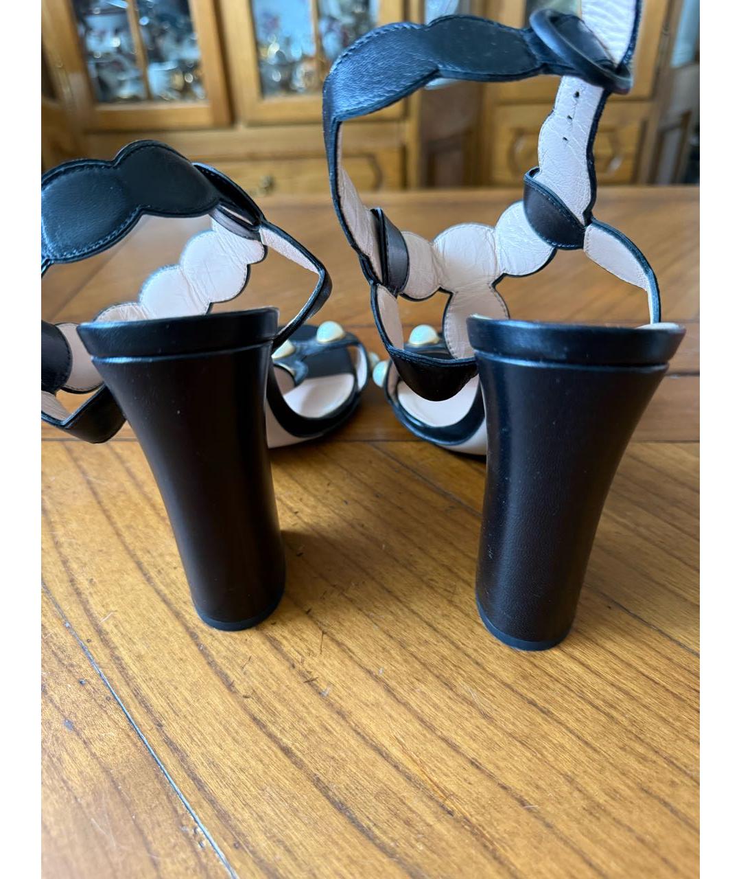 GUCCI Черные кожаные босоножки, фото 4