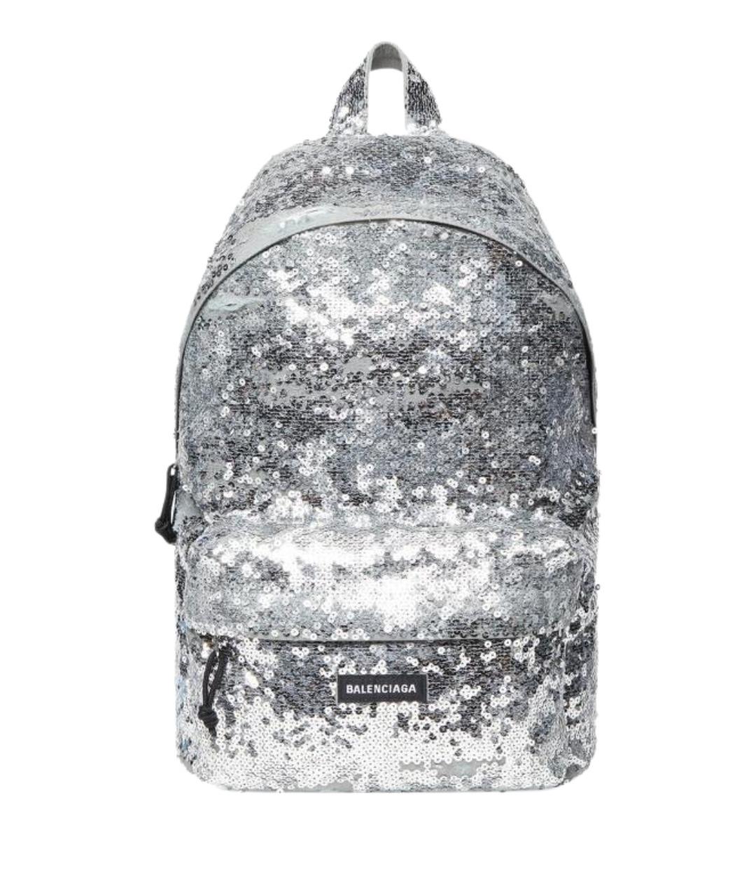 BALENCIAGA Серебрянный тканевый рюкзак, фото 1